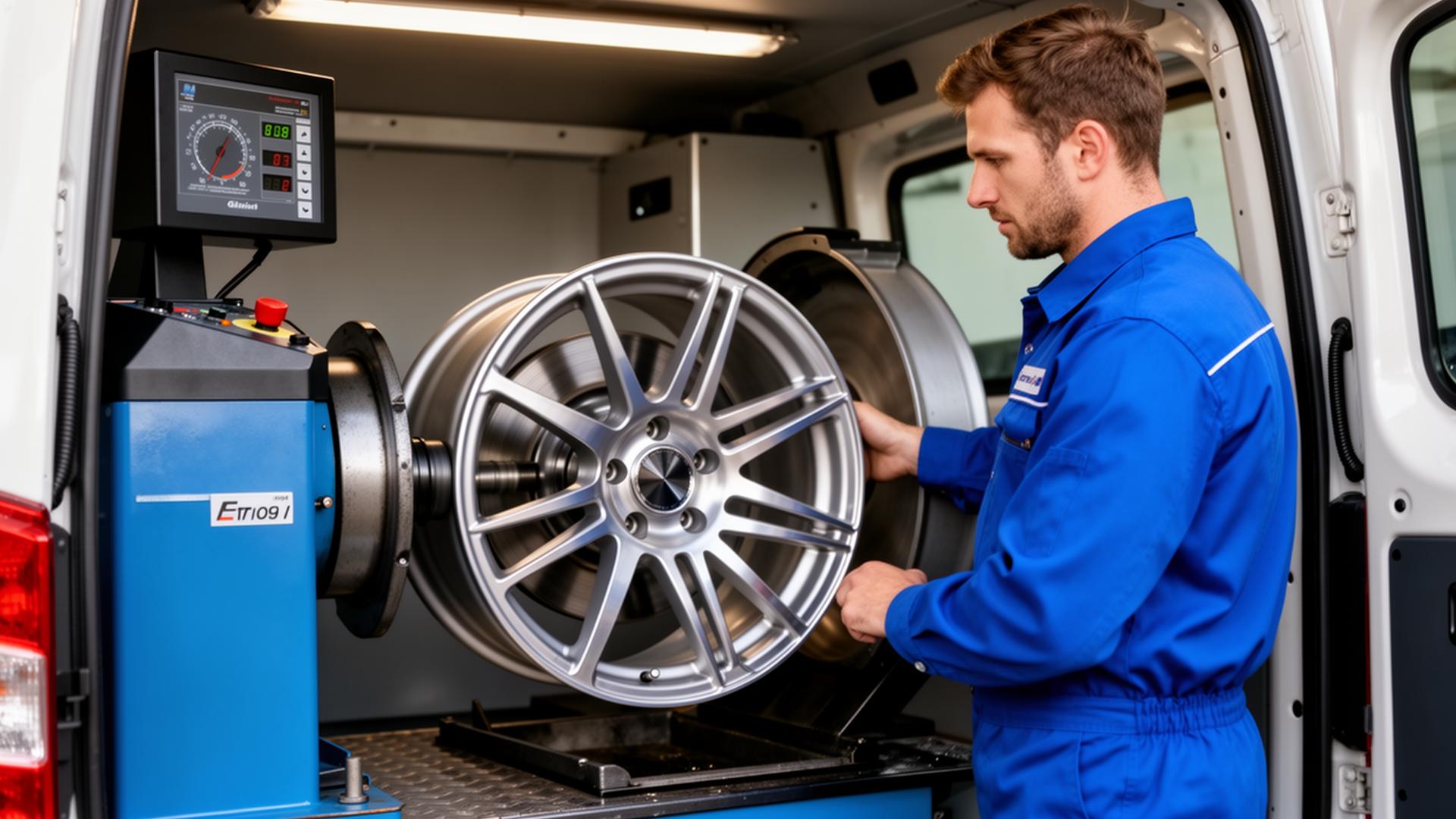 Mobile wheel balancing on a calibrated digital balancer
